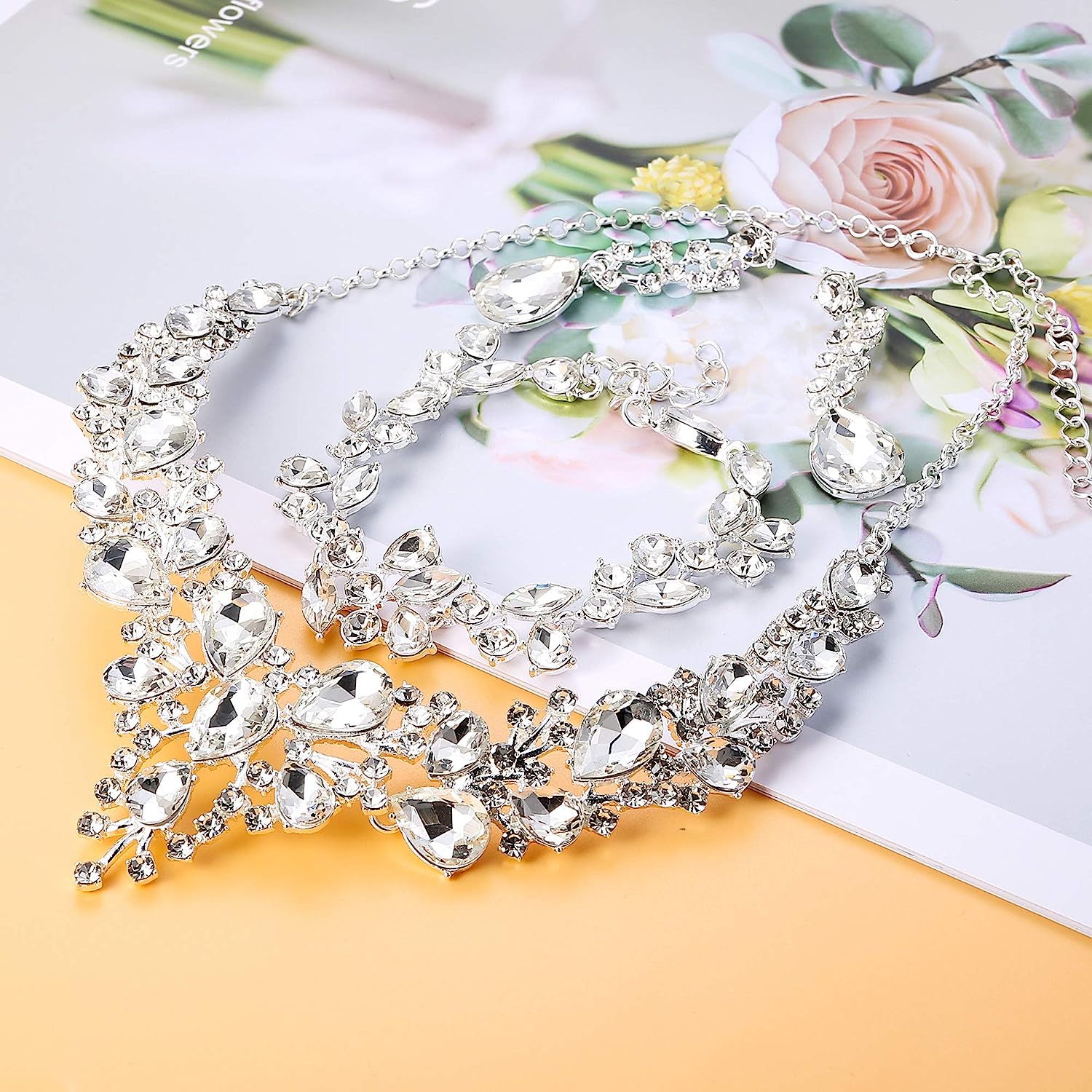 LOYALLOOK Crystal Bridal Jewelry Set for Women Rhinestone Necklace Earrings Bracelet Wedding Bridesmaid Gifts fit with Wedding Dress - Image 4